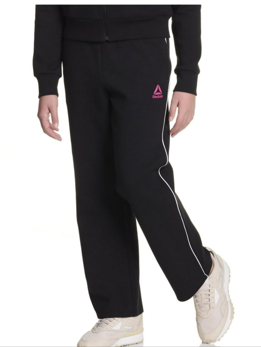 Reebok Girls Starter Wide Leg Pants with Piping and Pockets. NWT. Size XS(4/5)